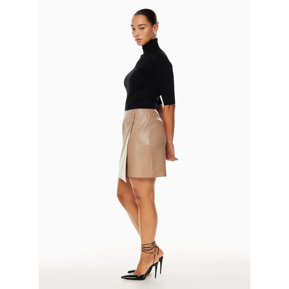 Babaton Aritzia Vicinity Faux Leather Camel Wrap Mini Skirt Women’s 10 Y2K Date - Picture 16 of 16